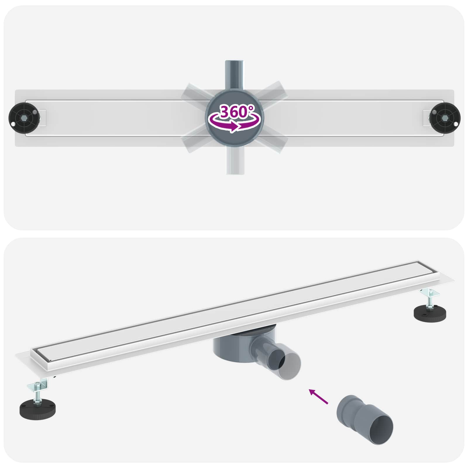 Duschablauf 2-in-1 mit 360° Siphon Silber 54 x 11 x 9,5 cm