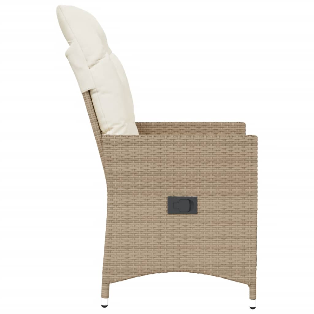 Gartensessel Verstellbar mit Kissen Schwarz Poly Rattan