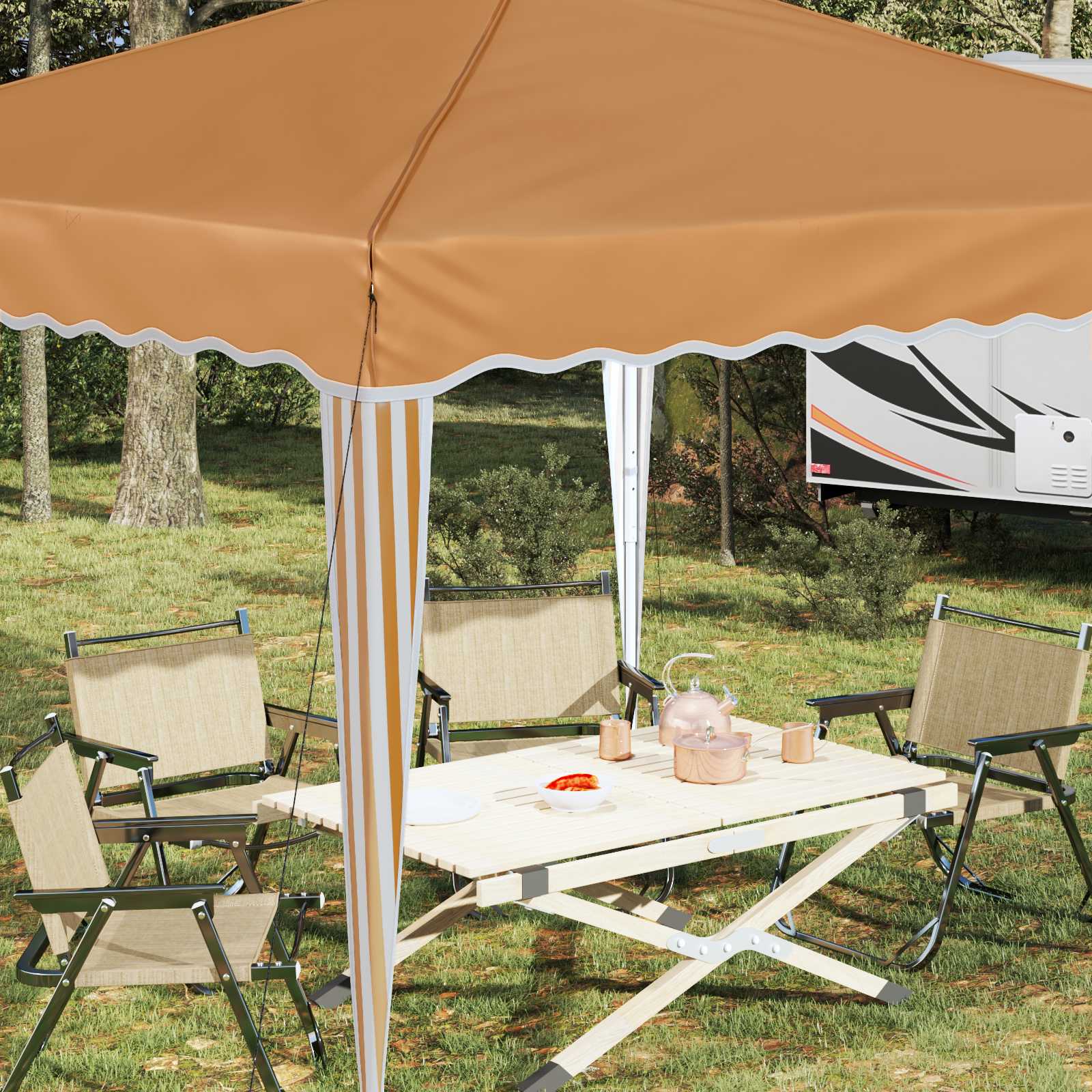 Pop-up Partyzelt 288 x 288 x 245 cm Creme Oxford-Stoff