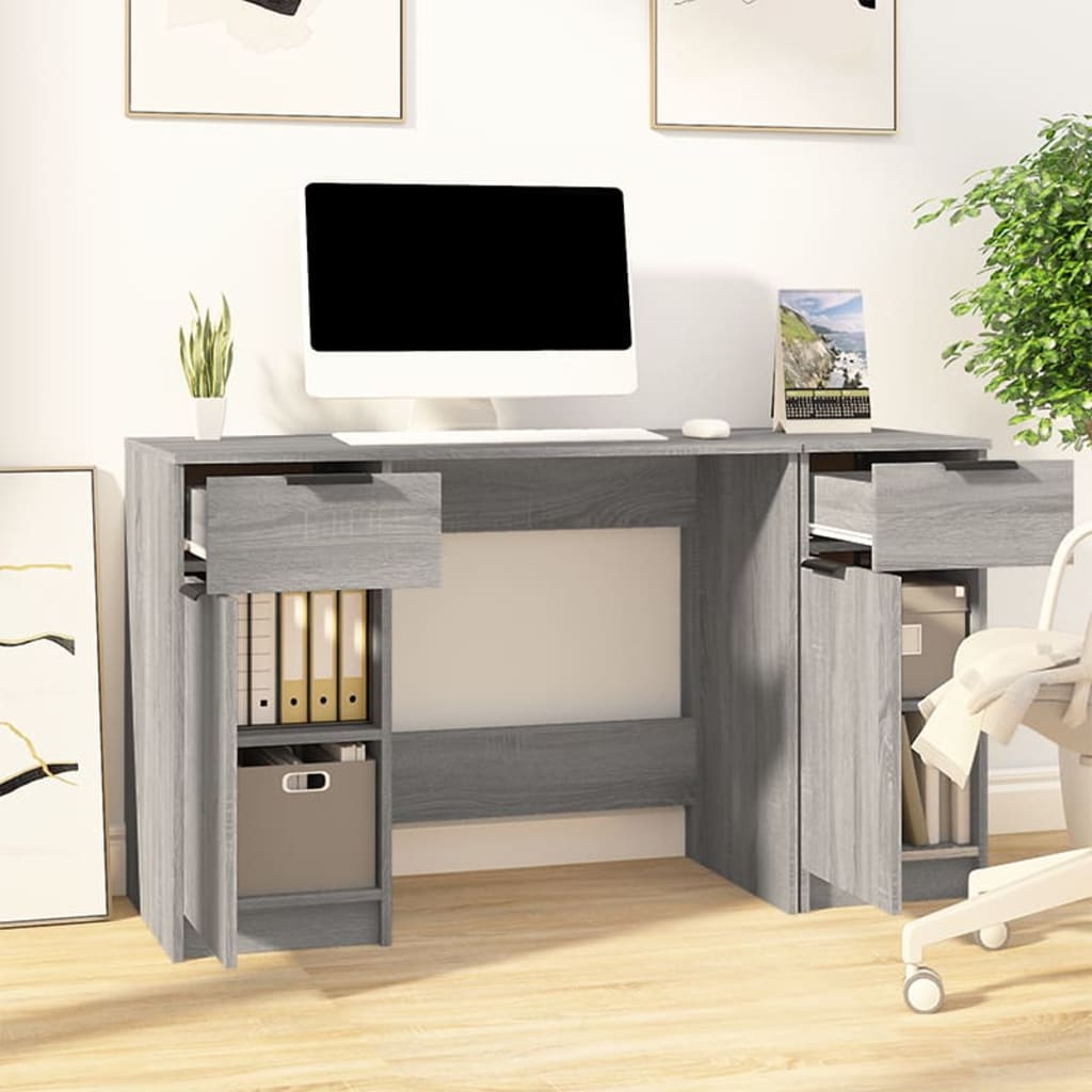 Schreibtisch mit Beistellschrank Weiß Holzwerkstoff