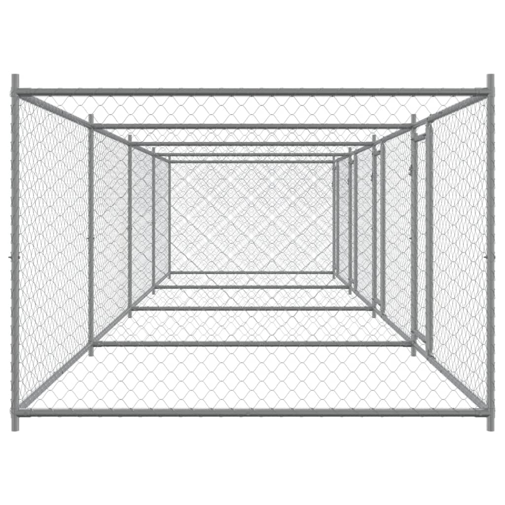 Hundezwinger mit Tür Grau 2x2x1,5 m Verzinkter Stahl