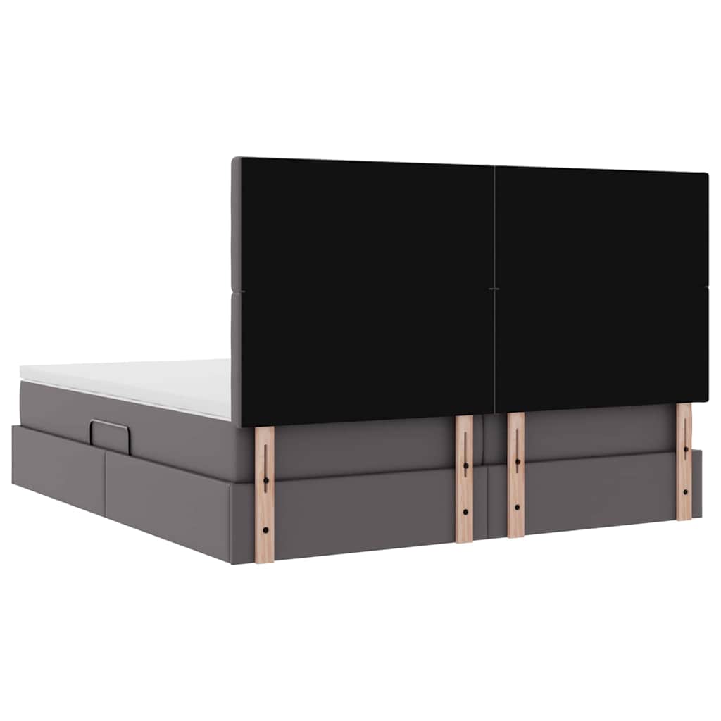 Bett mit Stauraum und LED Schwarz 180 x 200 cm Kunstleder