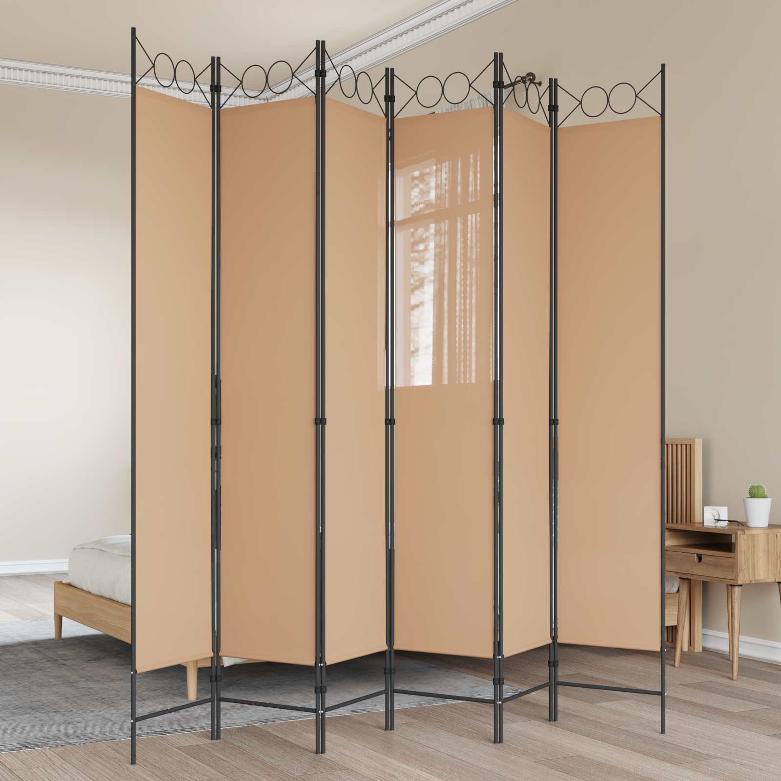 3-teiliger Raumteiler Beige 120 x 200 cm Stoff