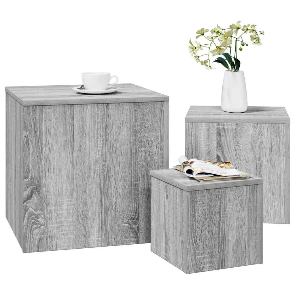 Beistelltische 3 Stk. Weiß Holzwerkstoff
