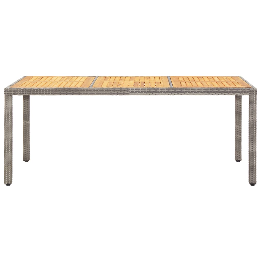Gartentisch 190x90x75 cm Akazienholz und Poly Rattan Schwarz