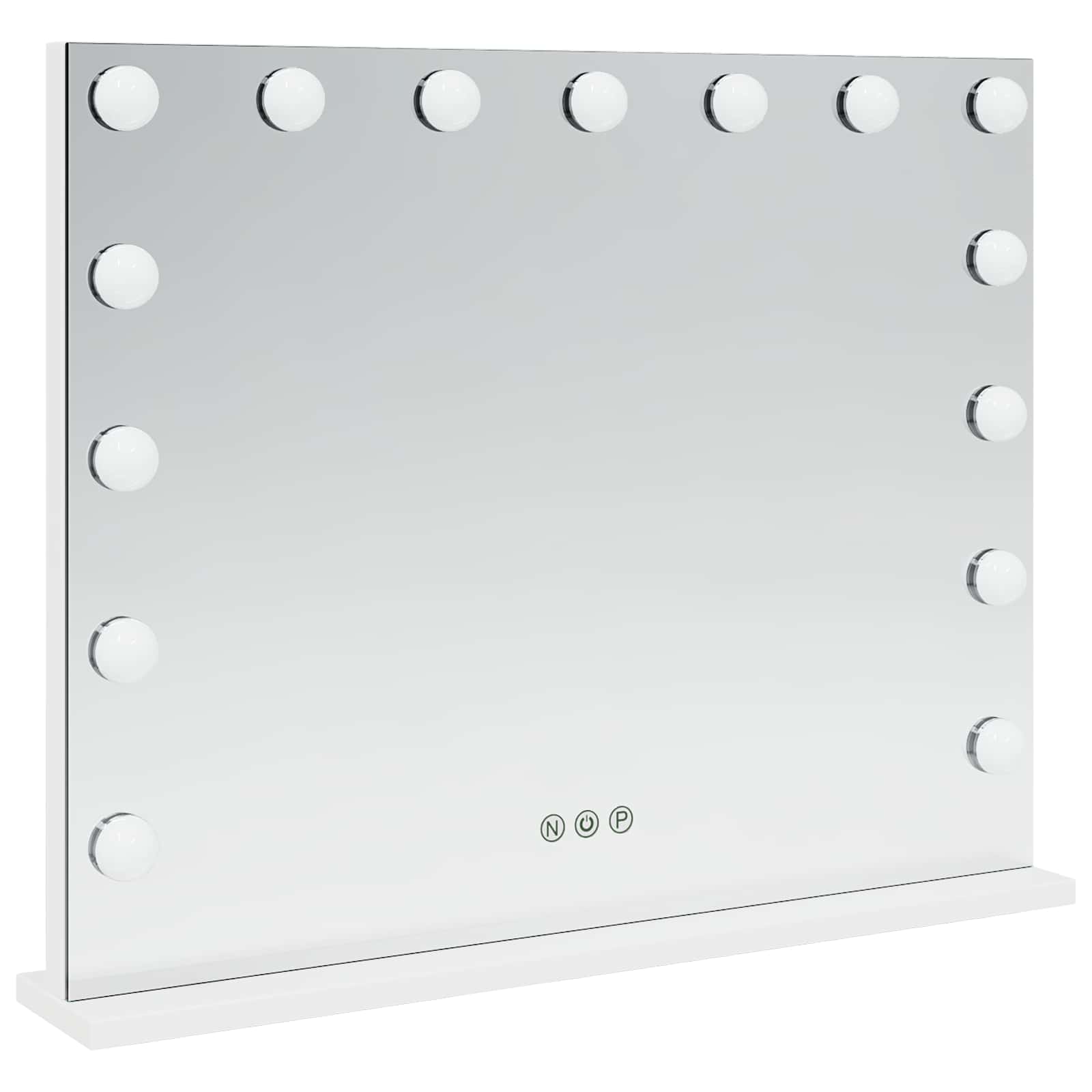 LED Schminkspiegel Weiß 44 x 10 x 53 cm Glas und Stahl