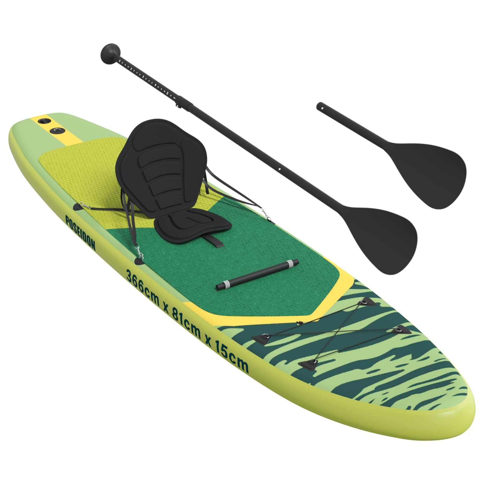 SUP Board mit Sitz 2-in-1 POSEIDON 305 x 76 x 15 cm Grün für