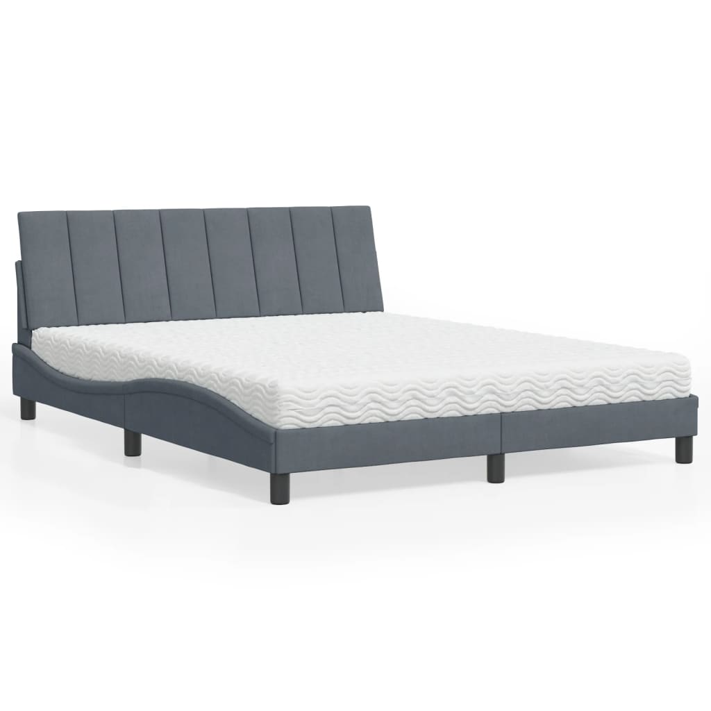 Bett mit Matratze "Hanko" Hellgrau 80x200 cm Samt
