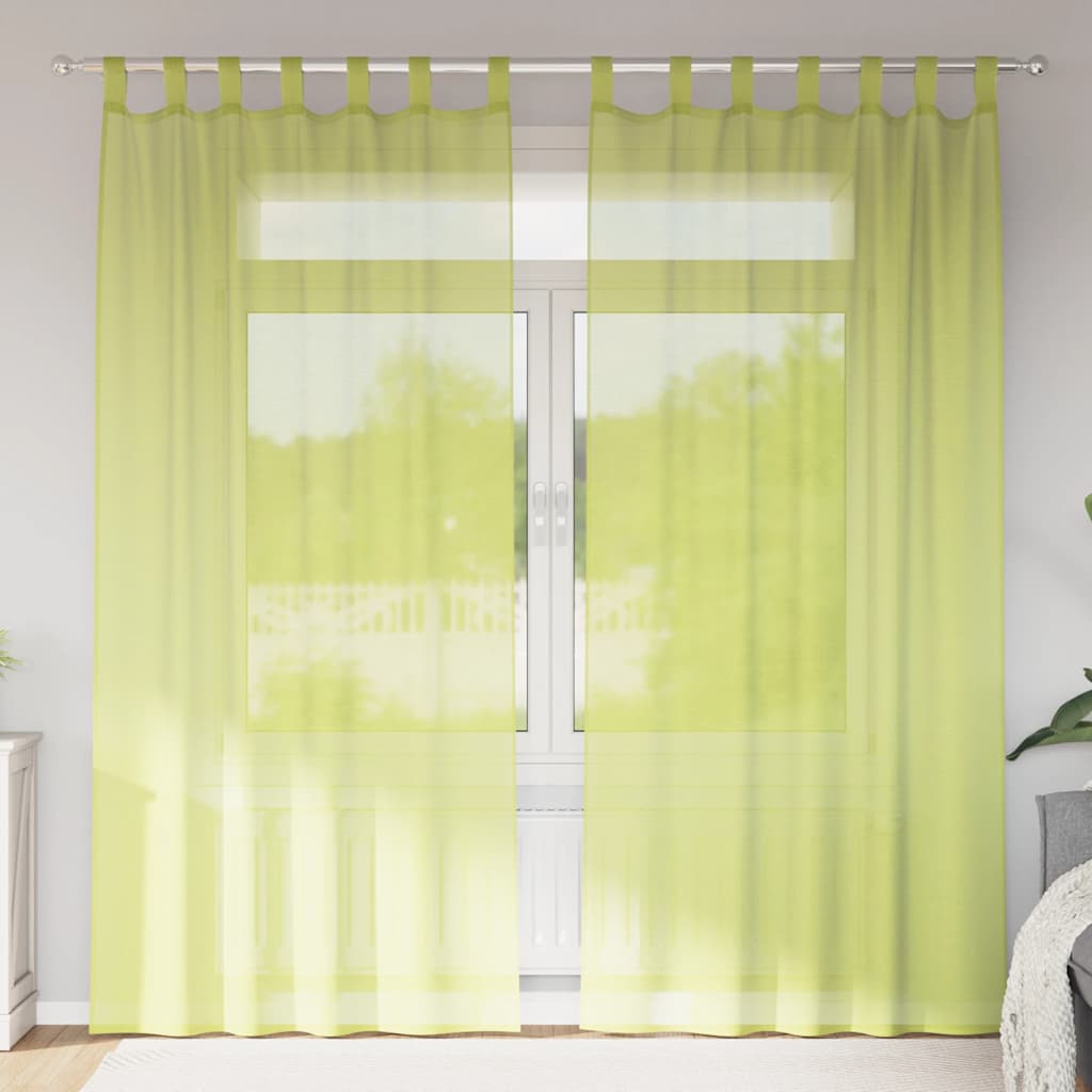 Voile Vorhänge mit Ösen 2 Stk. Apfelgrün 140x140 cm