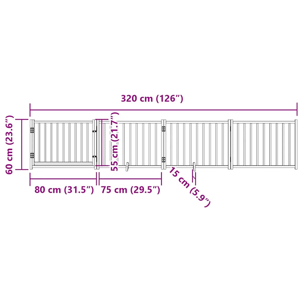3-tlg. Hundetor Faltbar 150 cm Massivholz Tanne