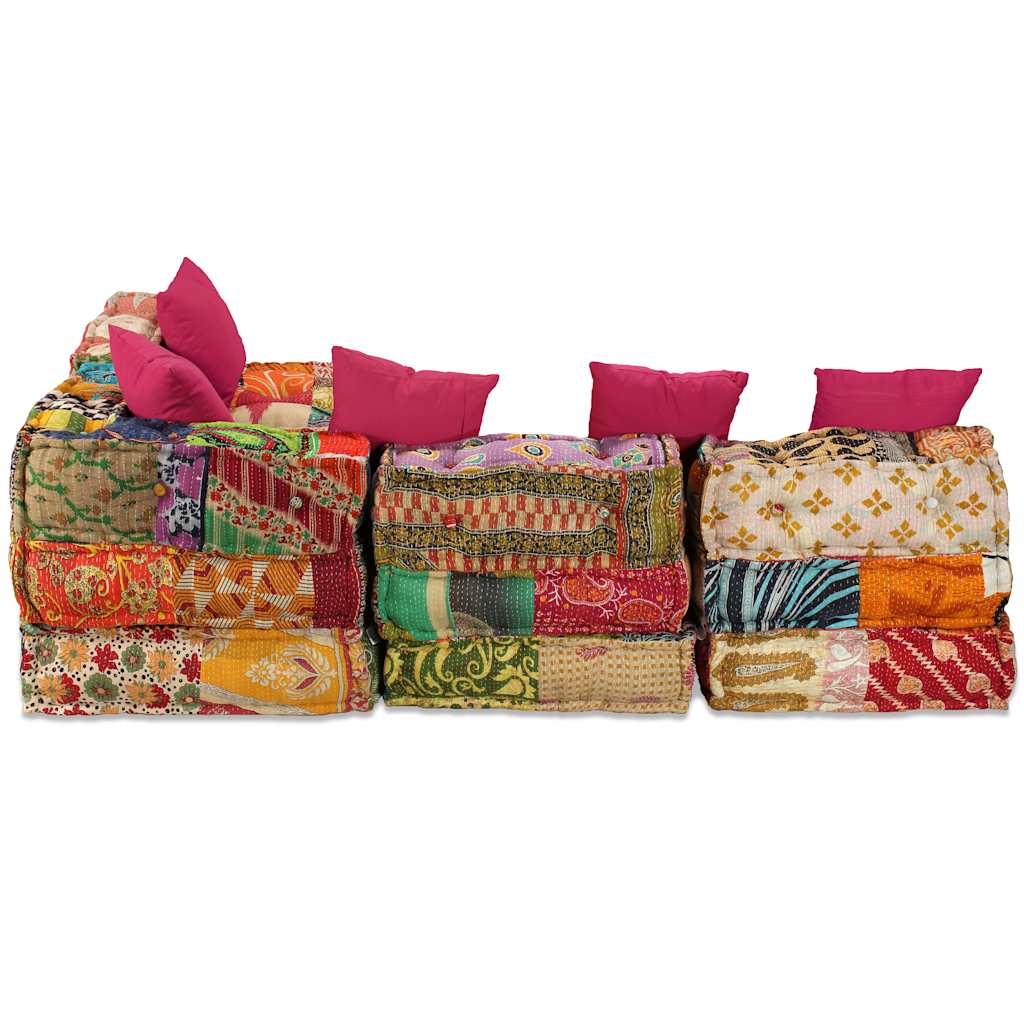 2-Sitzer Modularer Pouf Patchwork Stoff