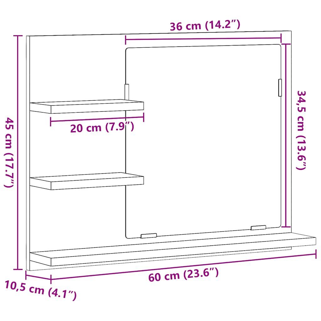 Badspiegel Weiß 60x10,5x45 cm Holzwerkstoff