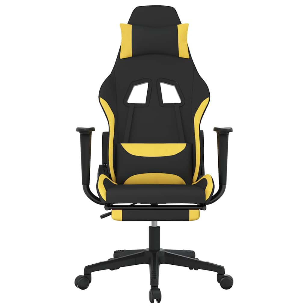 Gaming-Stuhl mit Massagefunktion Schwarz und Creme Stoff