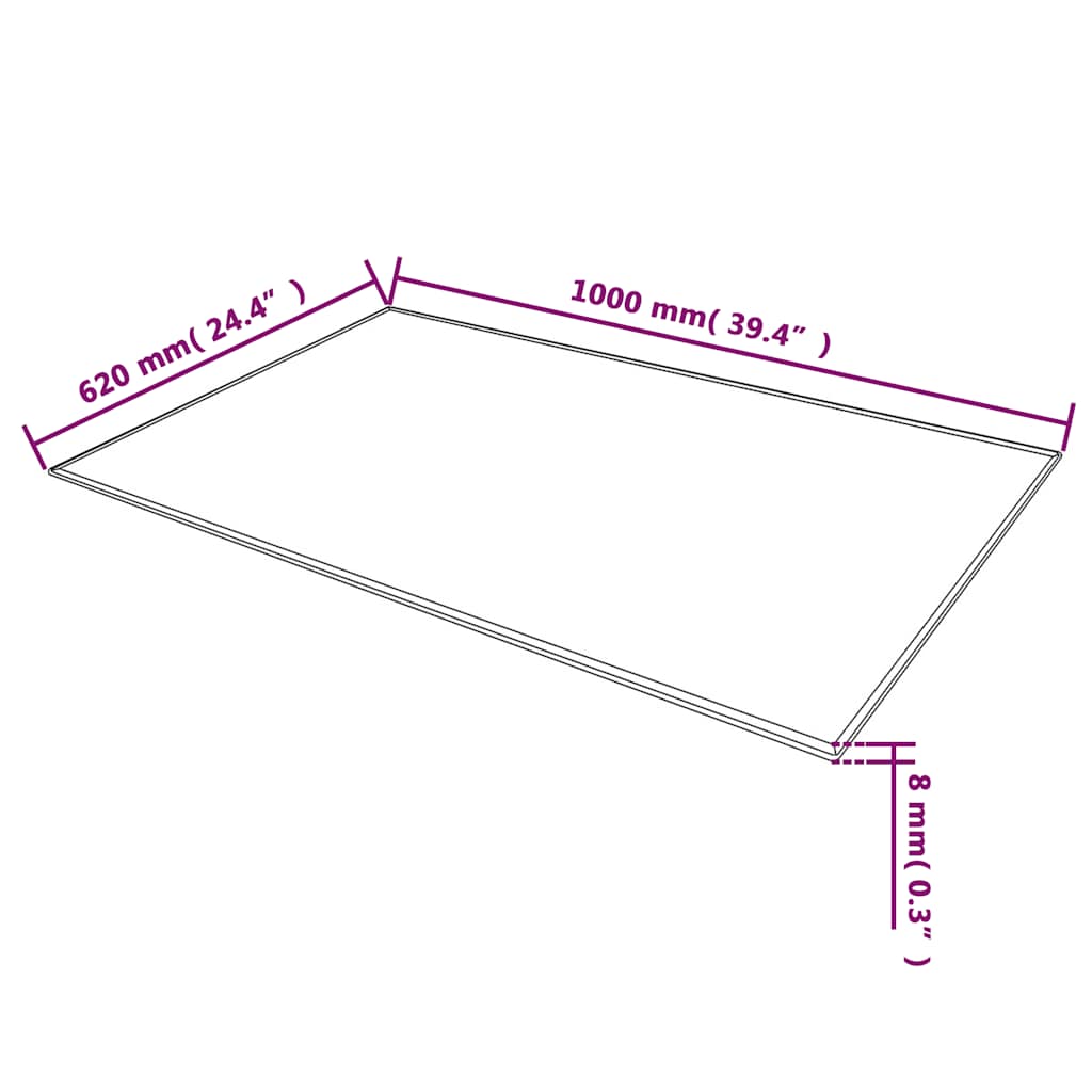 Tischplatte aus gehärtetem Glas quadratisch 700x700 mm