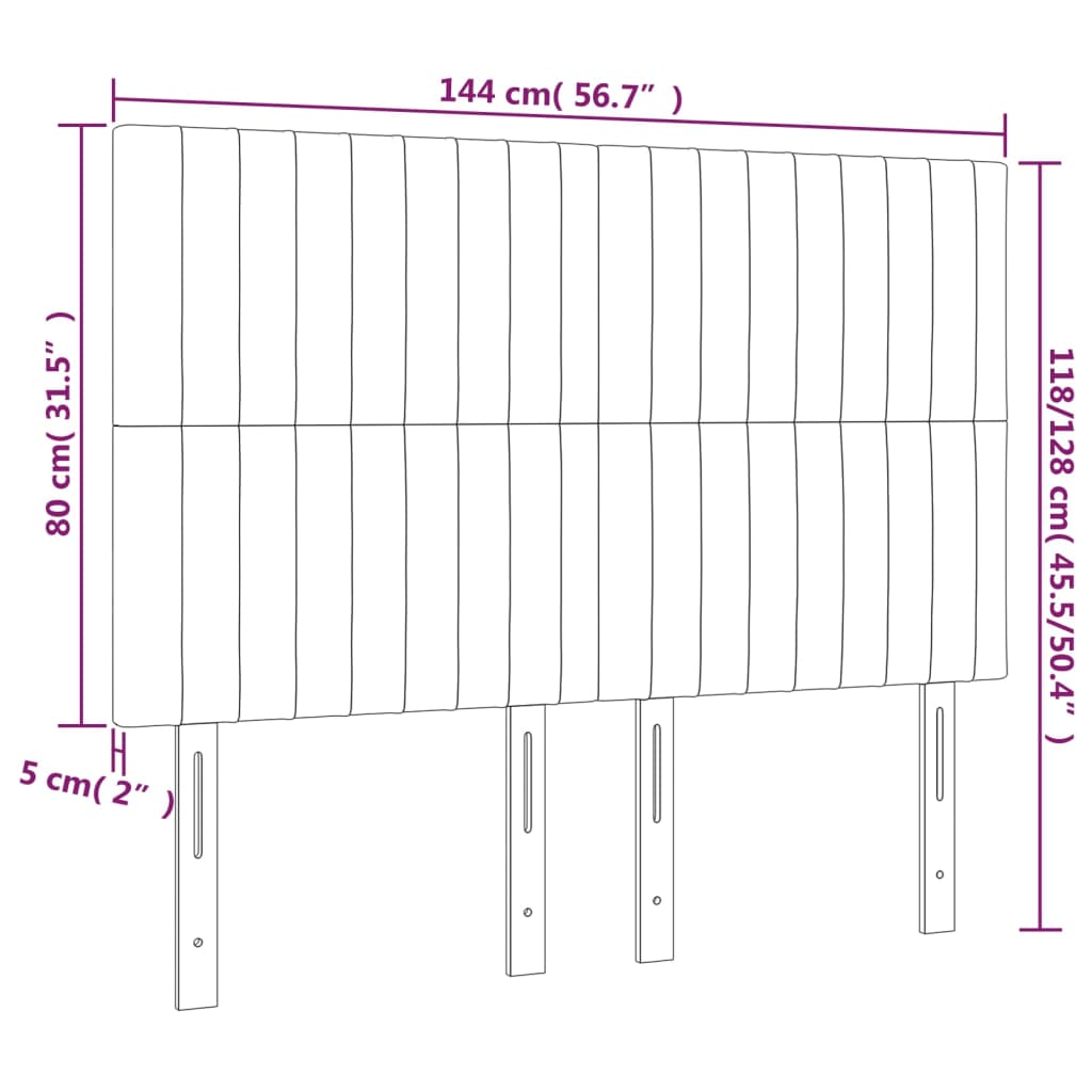 Kopfteil Hellgrau 80x5x118/128 cm Samt