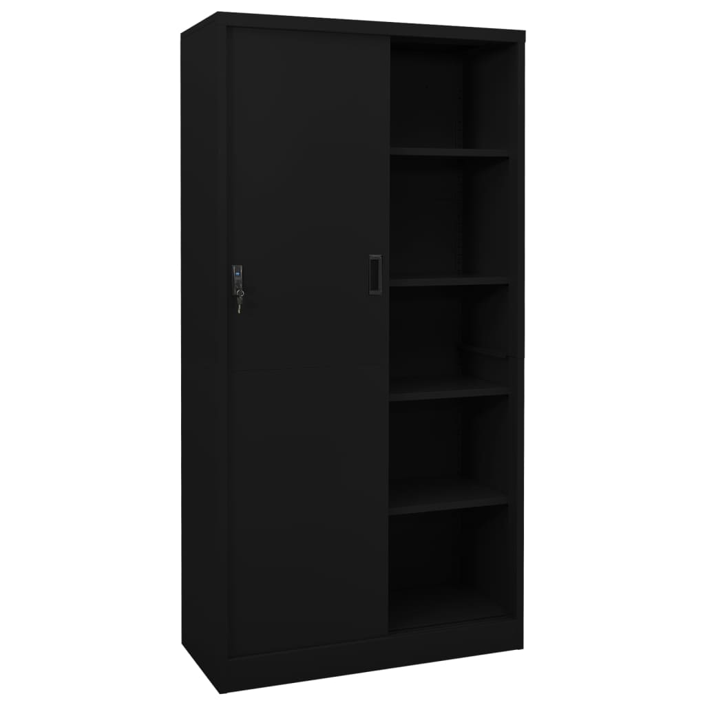 Büroschrank mit Schiebetür Weiß 90x40x180 cm Stahl