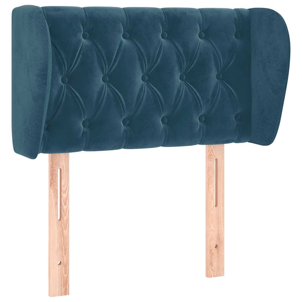 Kopfteil mit Ohren Dunkelblau 93x23x78/88 cm Samt