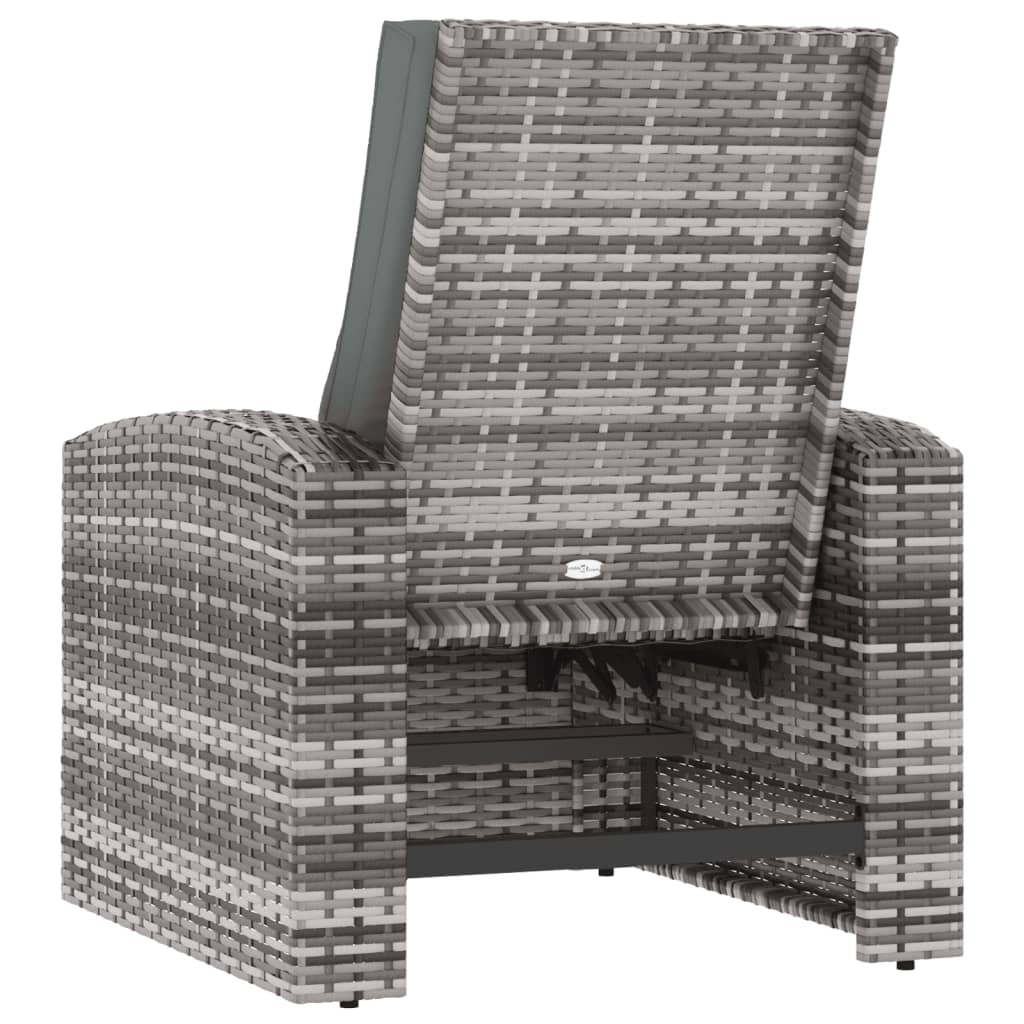 Gartensessel Verstellbar mit Kissen Hellbraun Poly Rattan