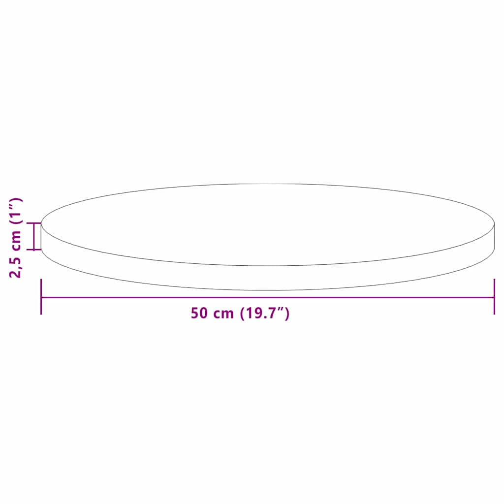 Runde Tischplatte Ø30x1,5 cm Unbehandeltes Massivholz Eiche