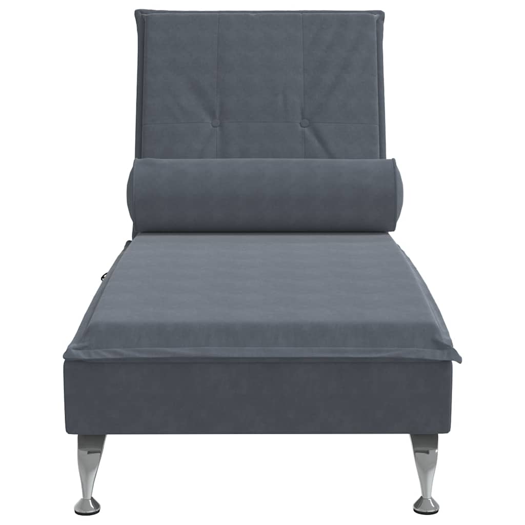 Massage-Chaiselongue mit Nackenrolle Hellgrau Samt