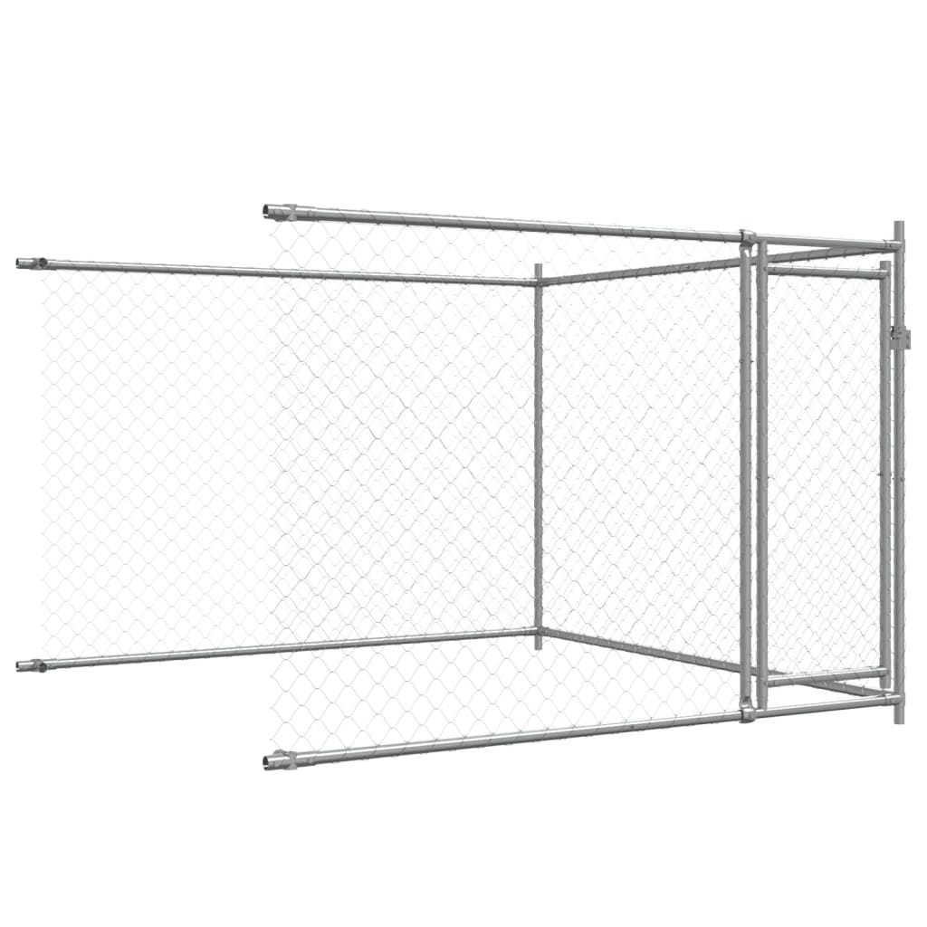 Hundezwinger mit Tür Grau 2x2x1,5 m Verzinkter Stahl
