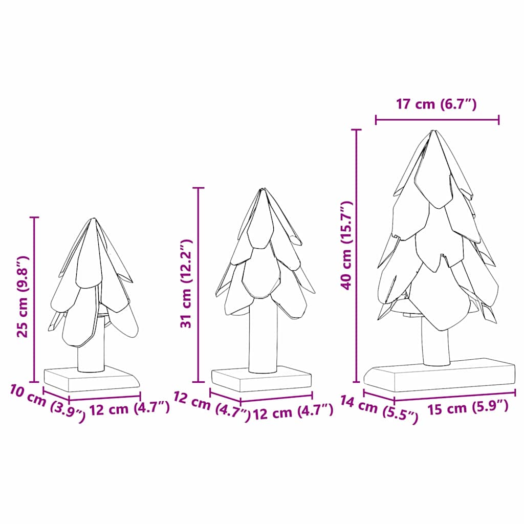 Weihnachtsbaum mit Ständer Braun 61 cm Massivholz Teak
