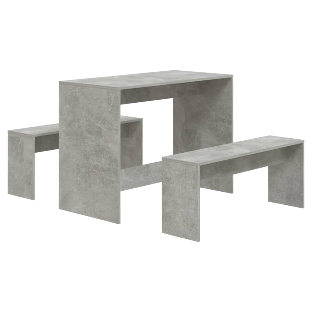 3-tlg. Essgruppe Weiß Holzwerkstoff