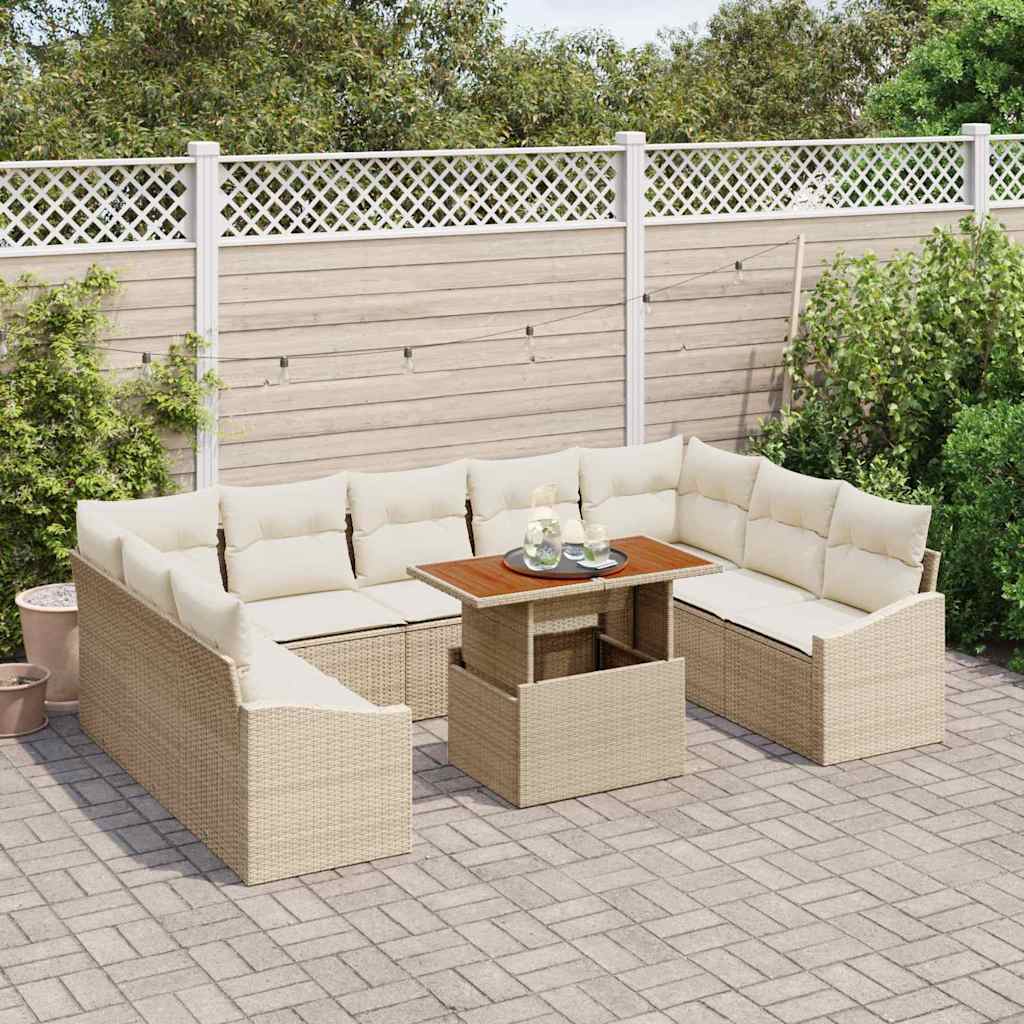 Garten Essgruppe mit Kissen 10 pcs Schwarz und Creme