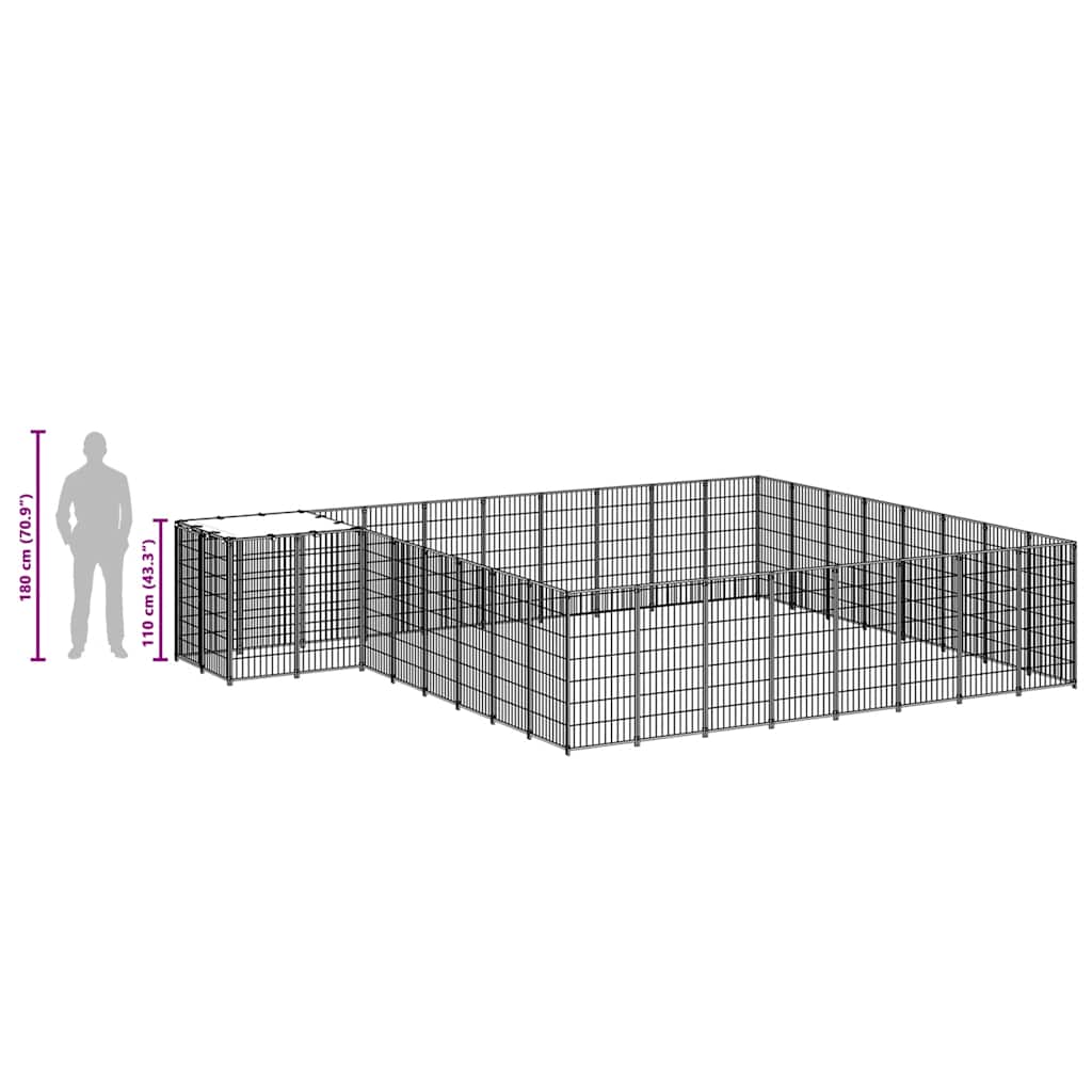 Hundezwinger Schwarz 6,05 m² Stahl