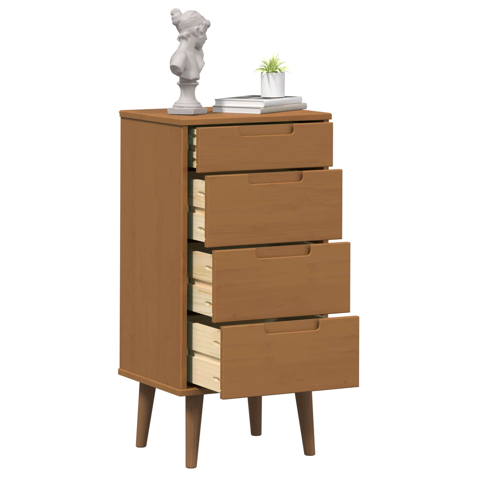 Schubladenschrank MOLDE Weiß 40x35x82 cm Massivholz Kiefer