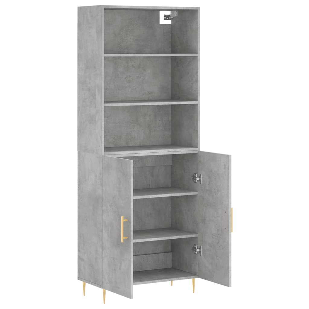 Highboard Hochglanz-Weiß 69,5x34x180 cm Holzwerkstoff