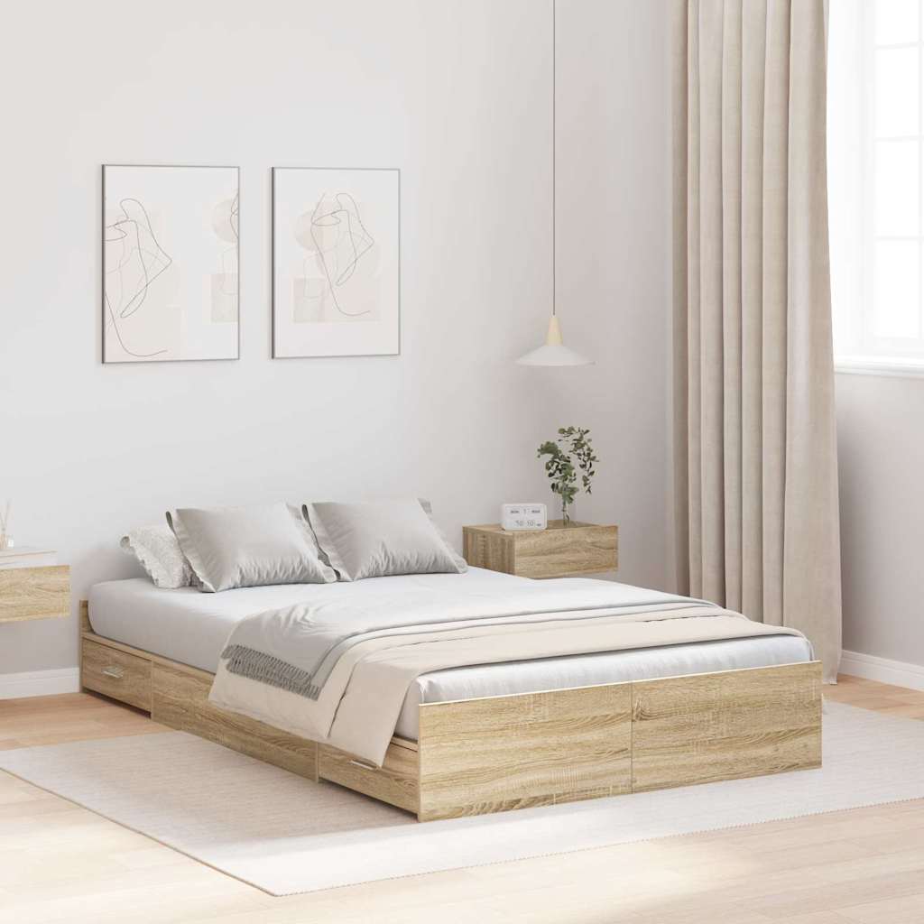 Aufbewahrungsbettgestell Weiß 200 x 200 cm Holzwerkstoff