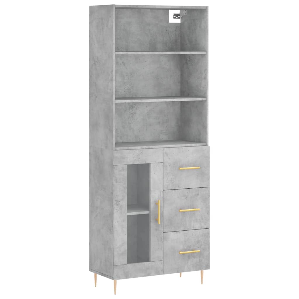 Highboard Hochglanz-Weiß 69,5x34x180 cm Holzwerkstoff