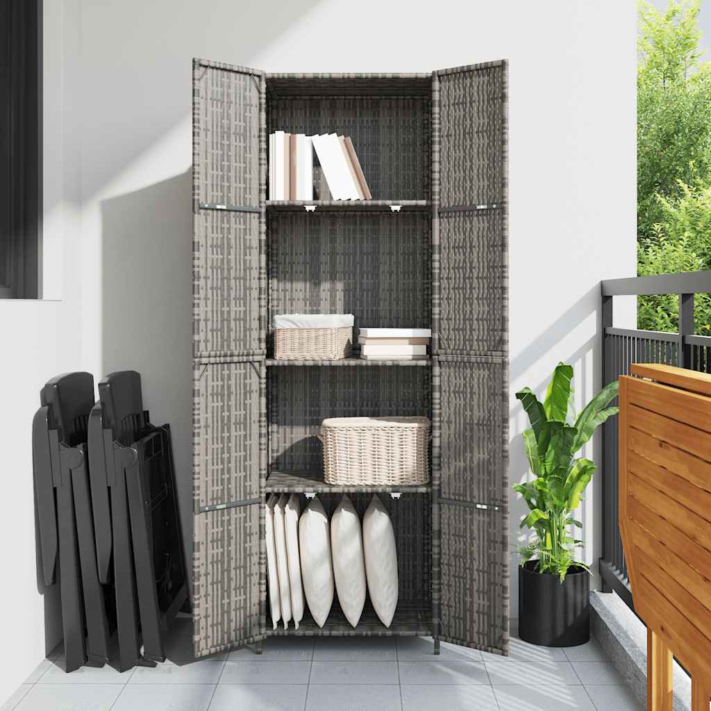 Gartenschrank Schwarz 59x40x180 cm Poly Rattan
