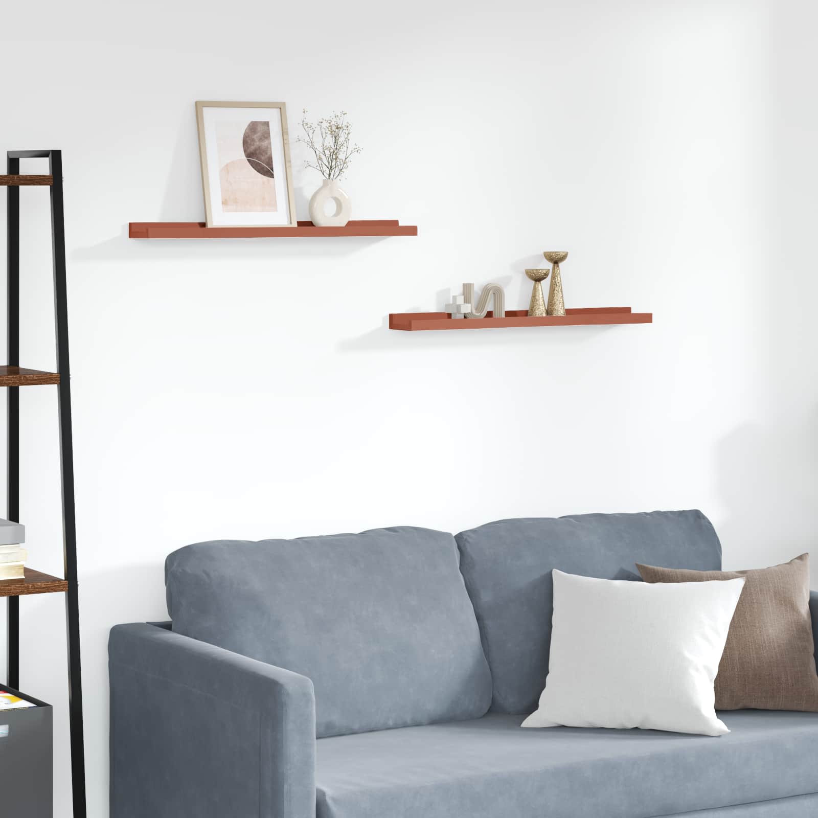 Wandregale 2 Stk. Hochglanz-Weiß 40x9x3 cm