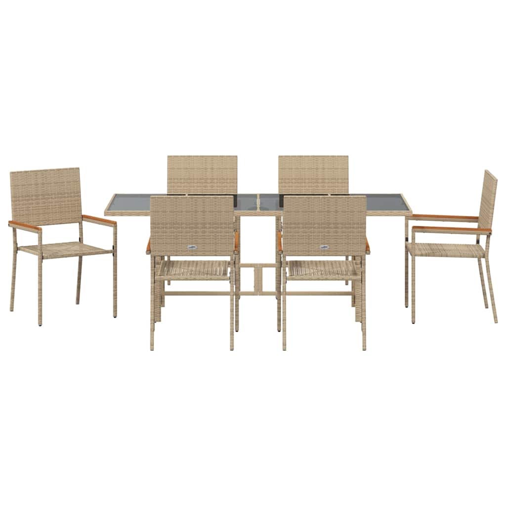 Garten Essgruppe 7 pcs Schwarz Poly-Rattan
