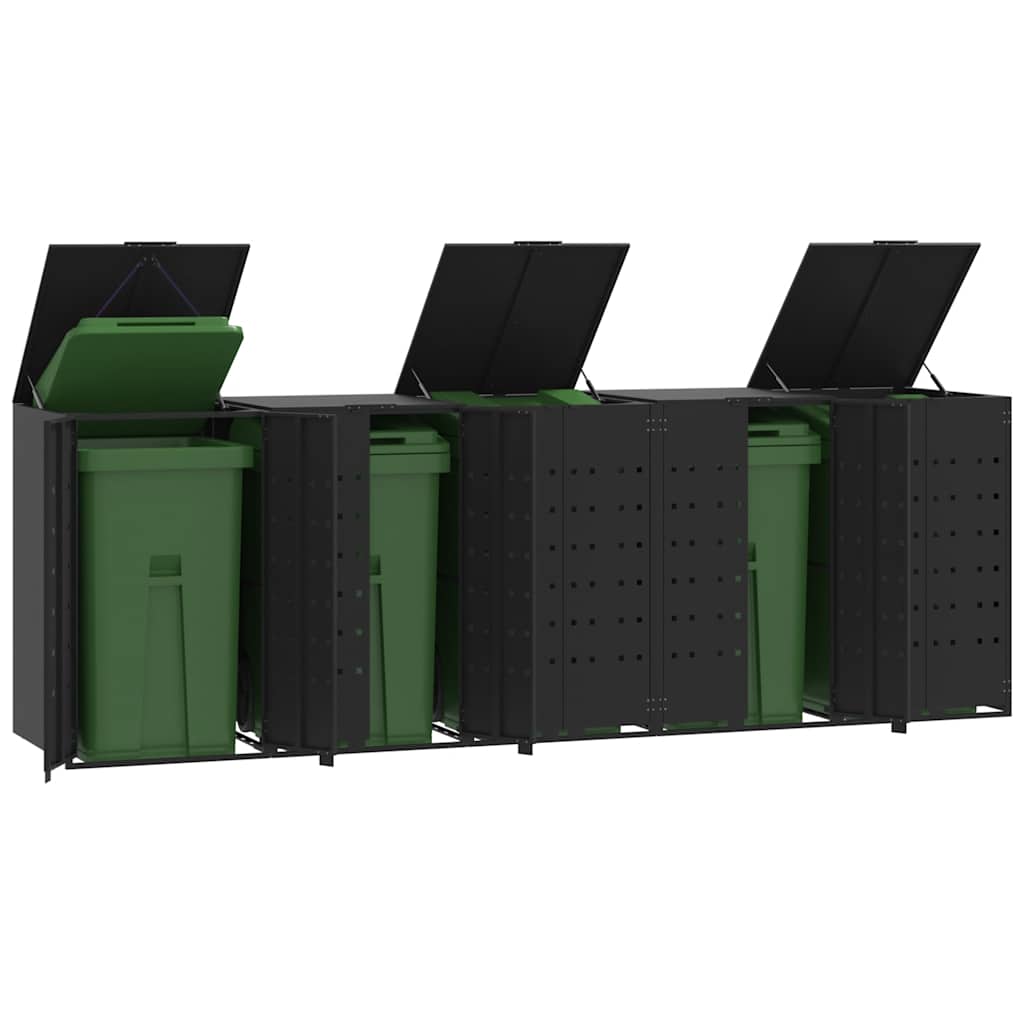 Mülltonnenbox für 2 Tonnen Schwarz 138x79x117 cm Stahl