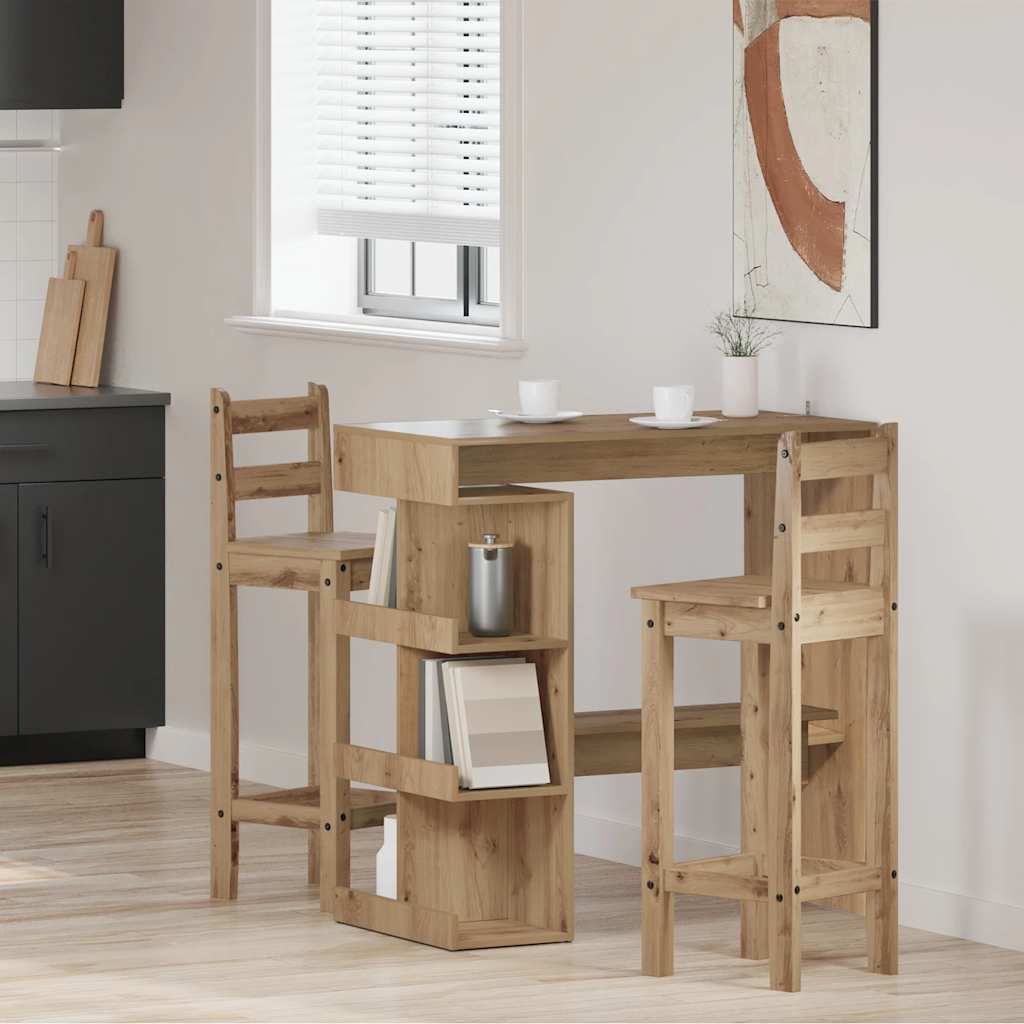 Bartisch mit Regal Weiß 100x50x101,5 cm Holzwerkstoff