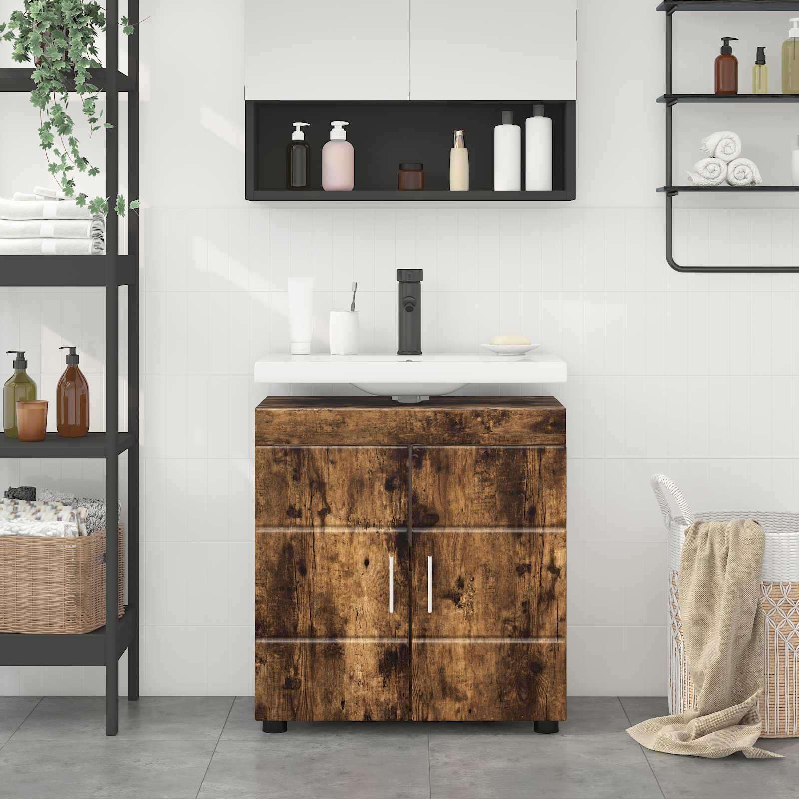 Badezimmermöbel-Set TULUM 2 pcs Weiß 60 x 34 x 63 cm