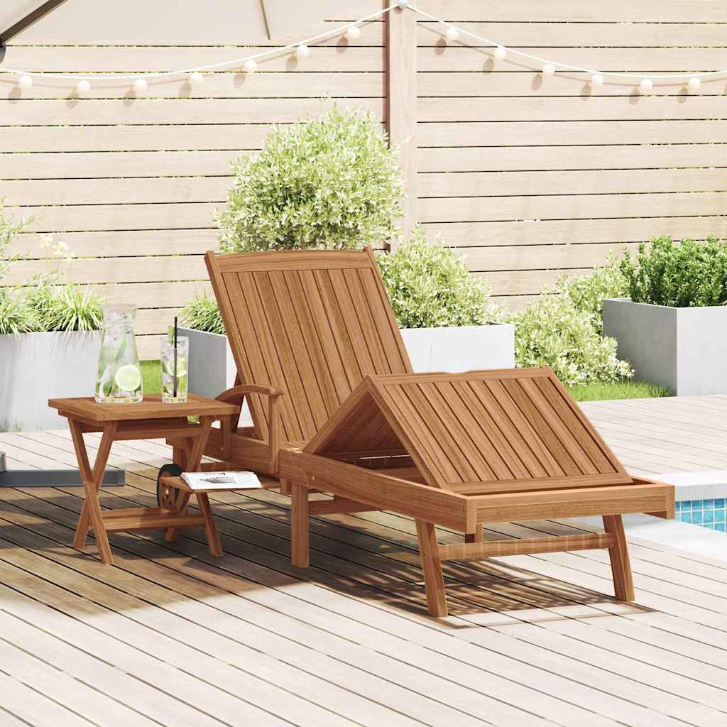 Sonnenliege Massives Teakholz Braun