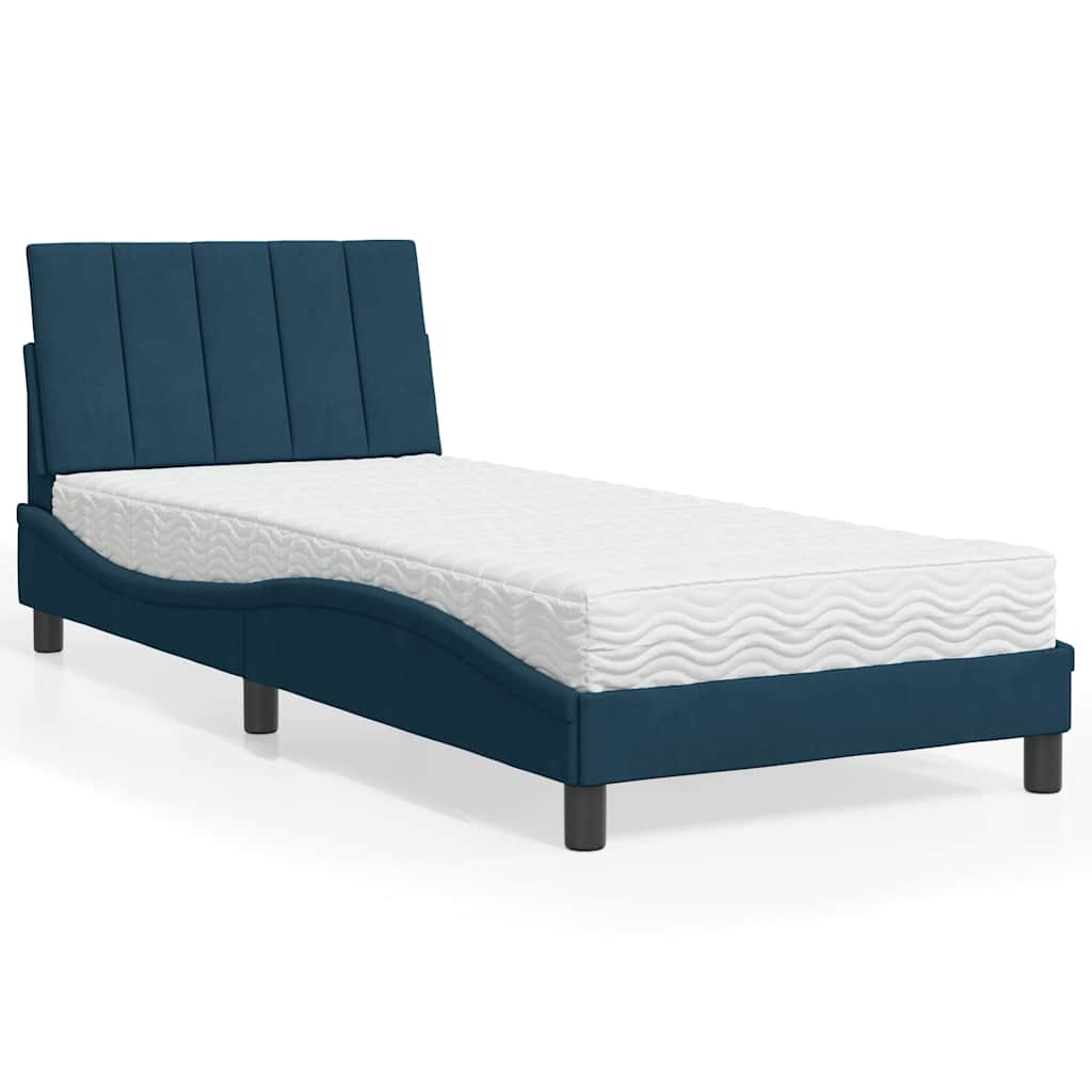 Bett mit Matratze "Hanko" Hellgrau 80x200 cm Samt