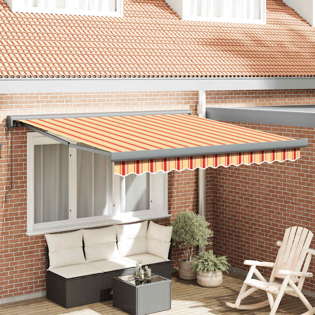 Markise Einziehbar Blau und Weiß 4x3 m Stoff und Aluminium