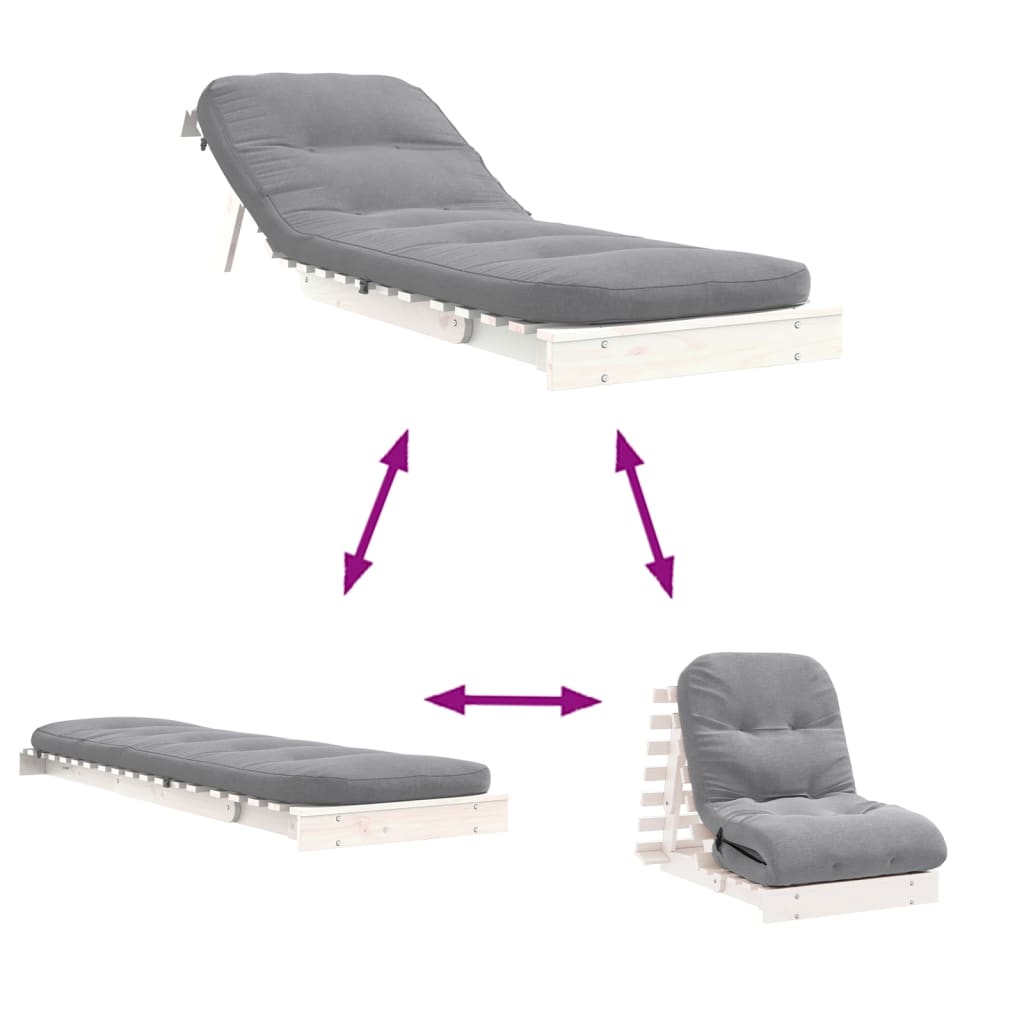 Futon Schlafsofa mit Matratze Braun 70x206x11 Massivholz Kiefer
