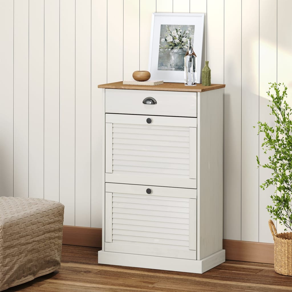 Schuhschrank VIGO 60x35x96 cm Weiß Massivholz Kiefer