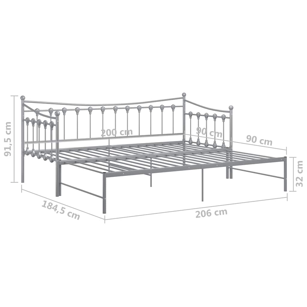 Ausziehsofa Bettgestell Schwarz Metall 90x200 cm