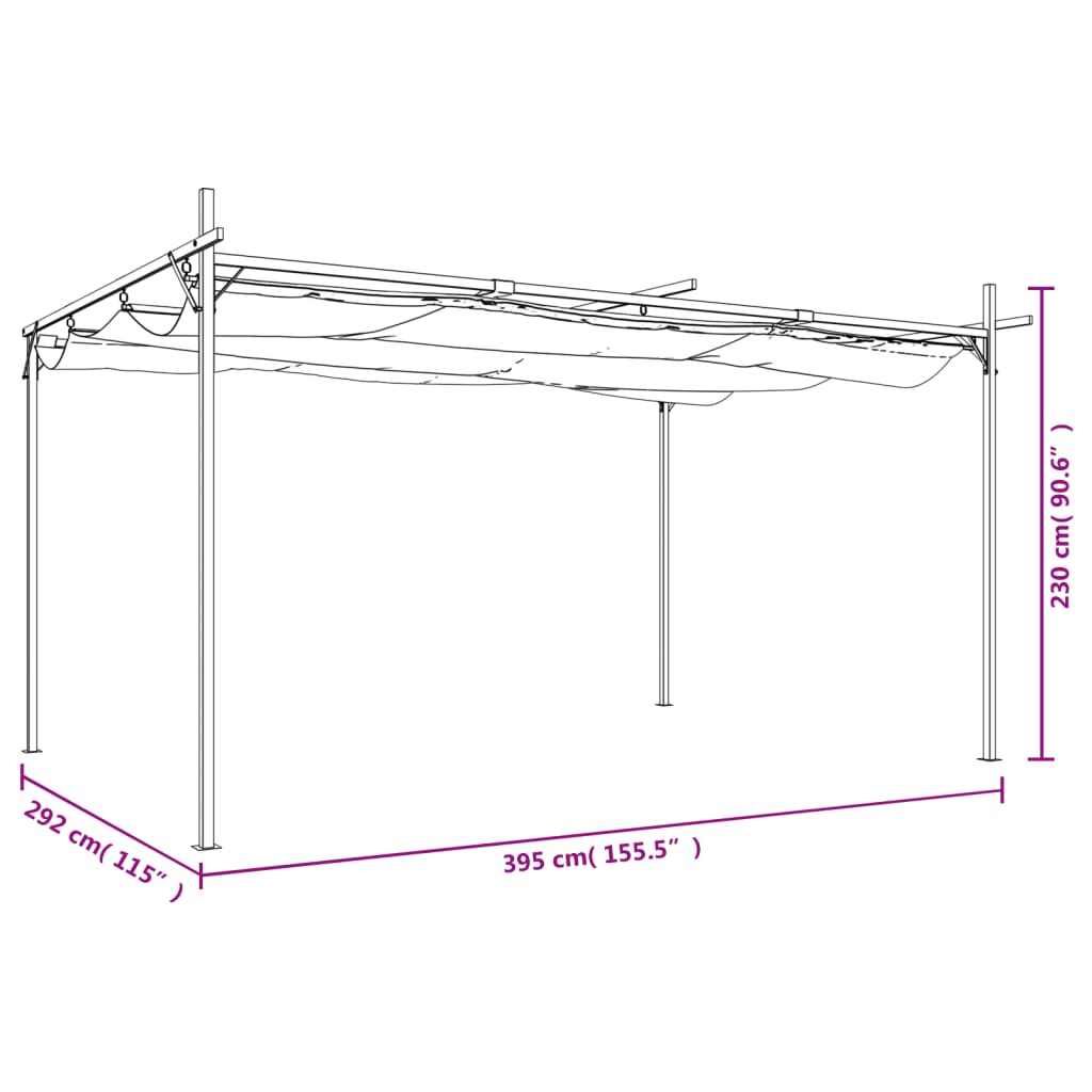 Pergola mit Schiebedach Creme 295x292x230 cm
