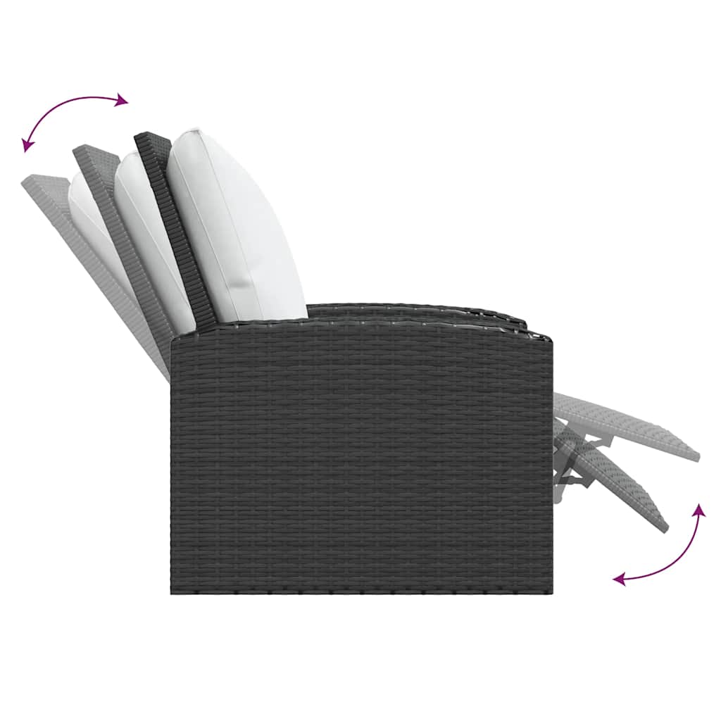 Gartensessel Verstellbar mit Kissen Hellbraun Poly Rattan