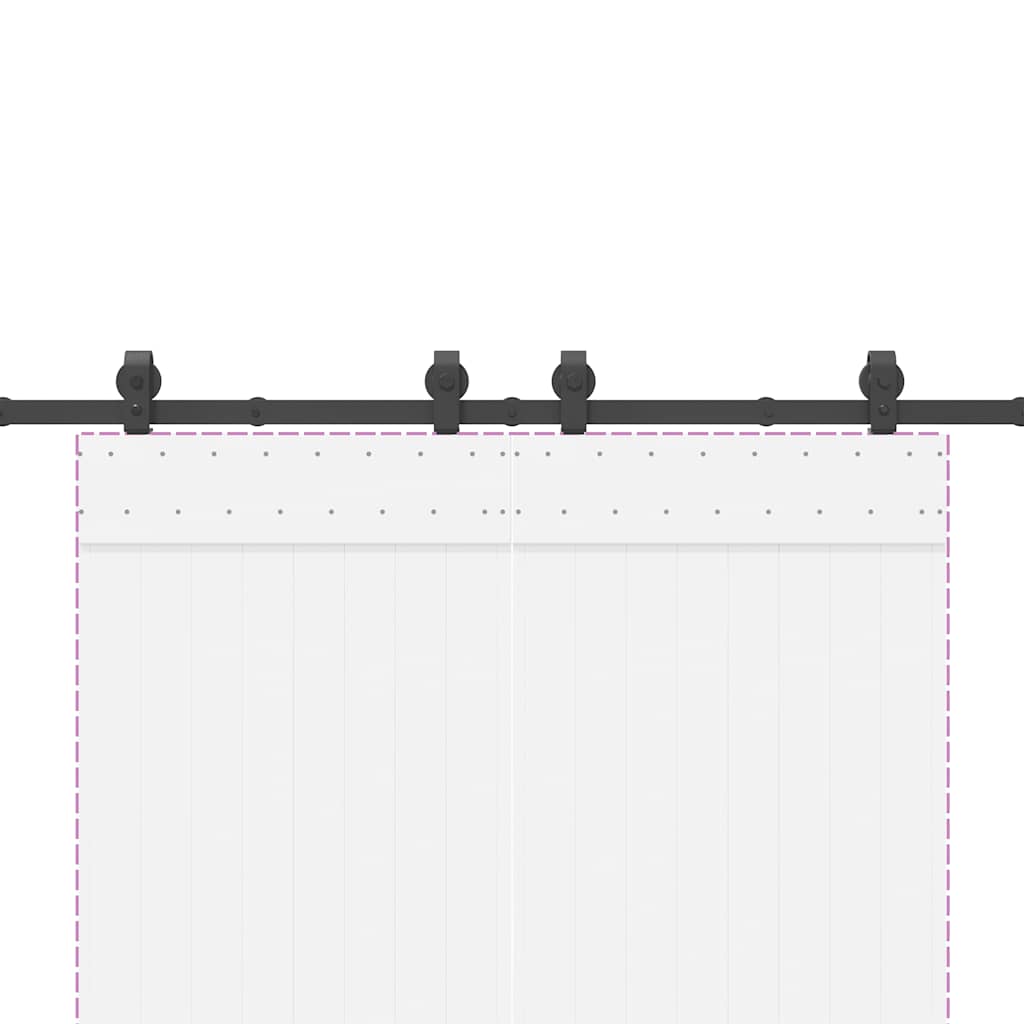 Schiebetürbeschlag-Set 183 cm Stahl Schwarz