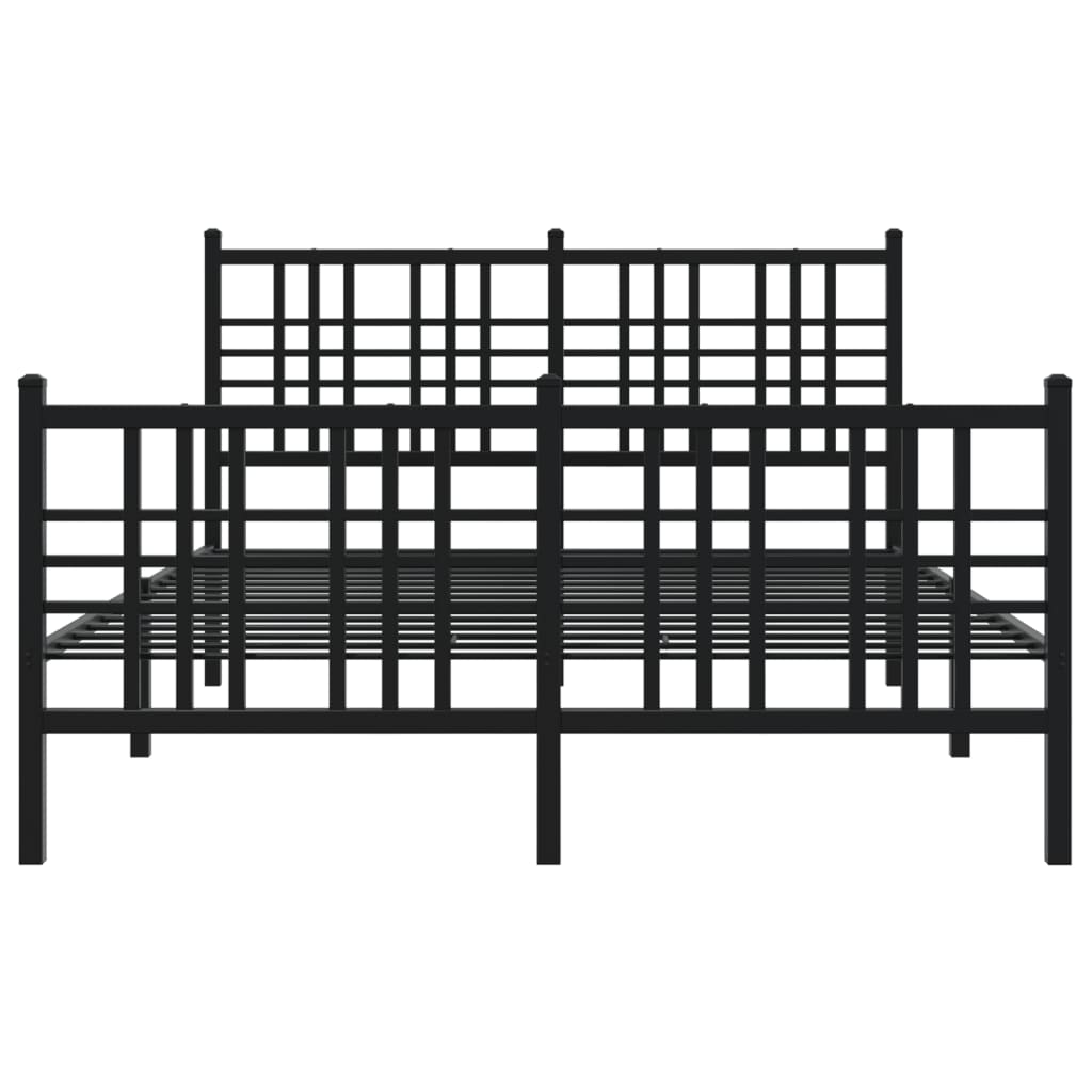 Bettgestell mit Kopf- und Fußteil Metall Schwarz 90x200 cm