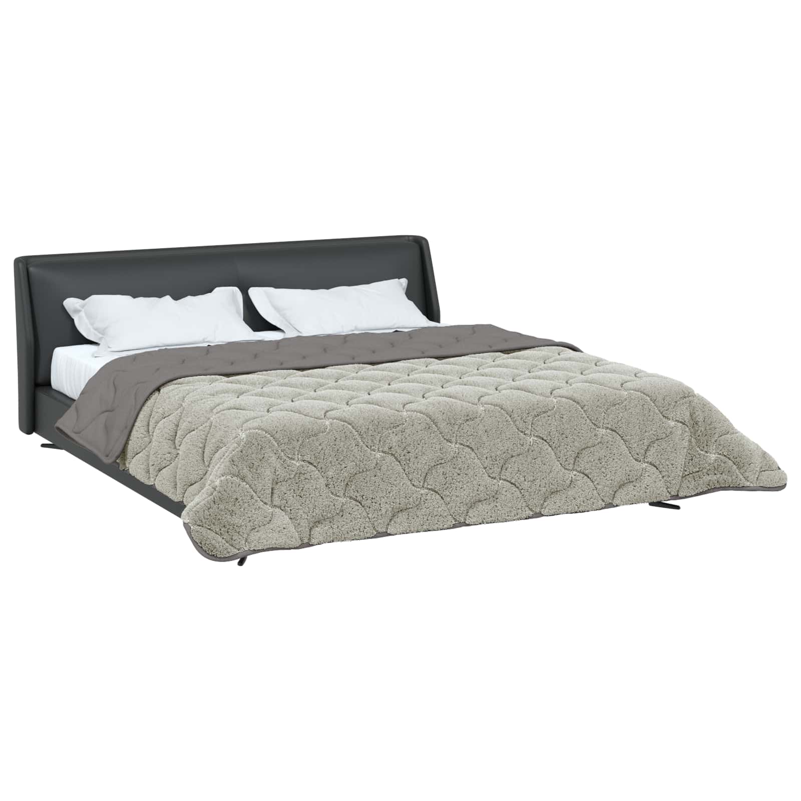 Sommerdecke Anthrazit 135 x 200 cm Mikrofaser und Teddy-Fleece